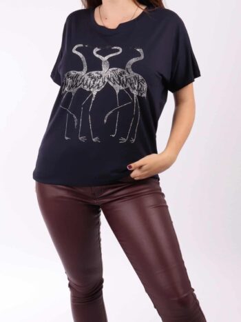 Tricou dama mare imprimeu flamingo