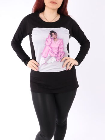 Bluză lungă cu print