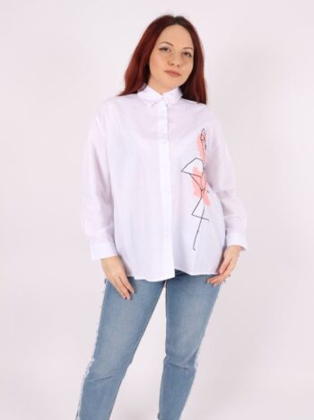 Camasa dama cu broderie colorata