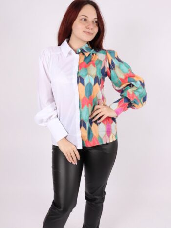 Camasa dama cu efect si maneci bufante