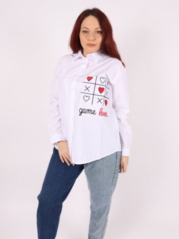 Camasa dama cu broderie colorata