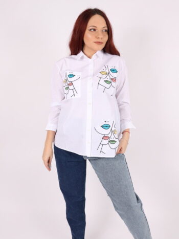 Camasa dama cu broderie colorata