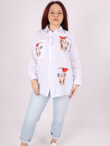 Camasa dama cu broderie abstracta