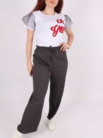 Tricou bumbac cu maneca voal