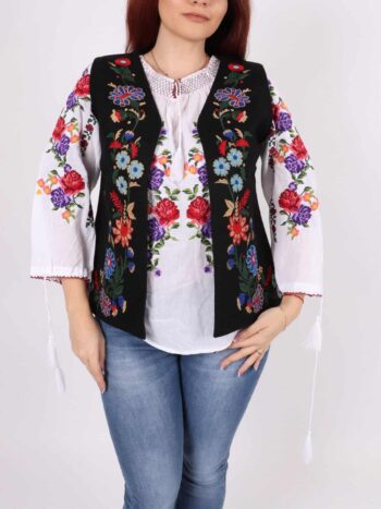 Vesta dama traditionala din lana cu broderie