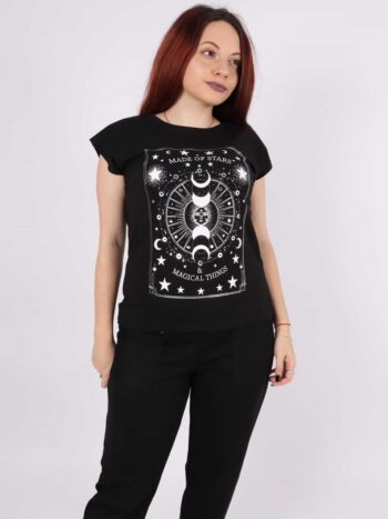 Tricou dama cu print luna si stele