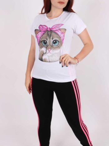 Tricou dama cu print pisica