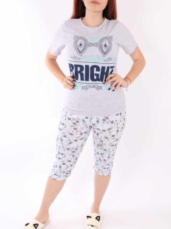 Pijama dama bumbac cu print