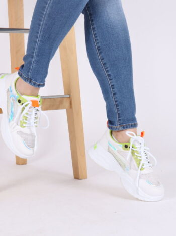 Adidasi sport cu talpa inalta si efect transparent cu print