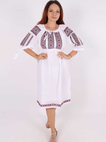 Rochie traditionala cu broderie colorata