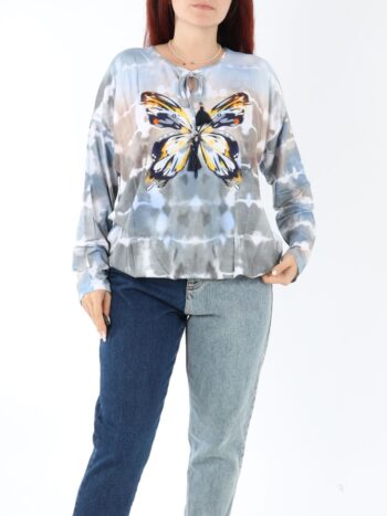 Bluza lejera cu print si maneca lunga.