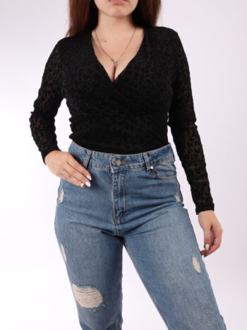 Bluza scurta imprimeu animal-print