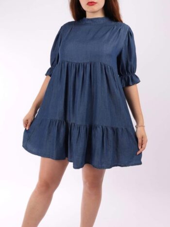 Rochie jeans cu volanase