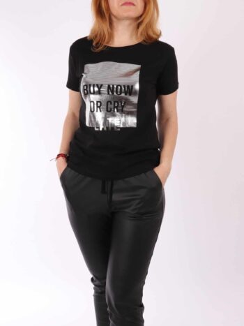 Tricou dama scurt cu text
