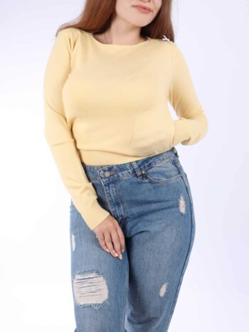 Pulover dama scurt cu buzunare