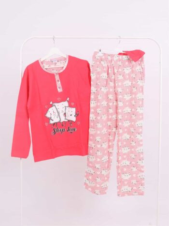 Pijama lunga cu imprimeu