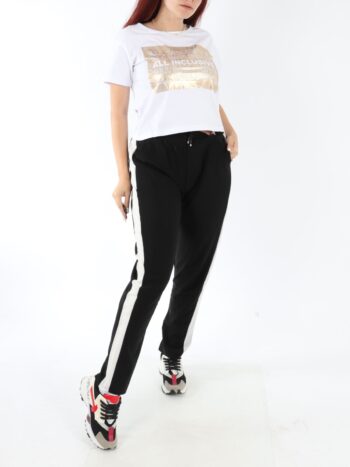 Pantaloni dama casual cu dunga laterala