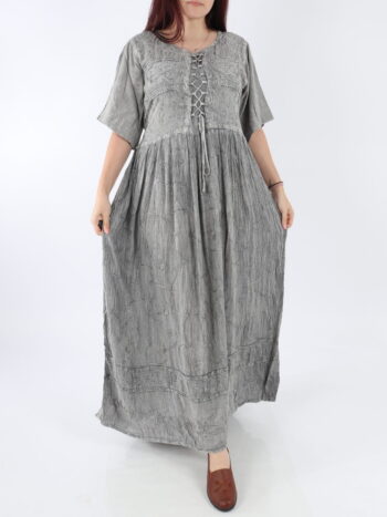 Rochie lejera de vara gri cu siret