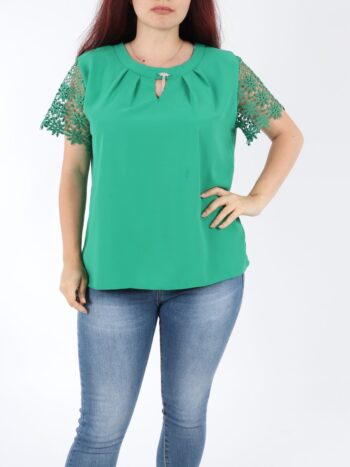 Bluza dama eleganta cu maneci din dantela brodata