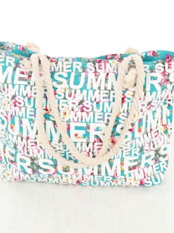 Geanta de plaja 30x45cm cu manere si inchidere prin fermoar.