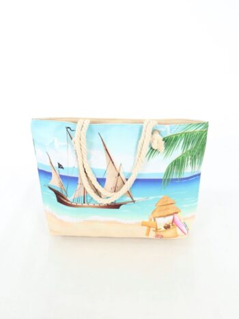 Geanta de plaja 30x45cm cu manere si inchidere prin fermoar.