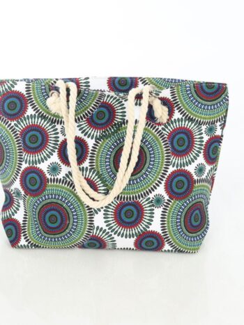 Geanta de plaja 30x45cm cu manere si inchidere prin fermoar.