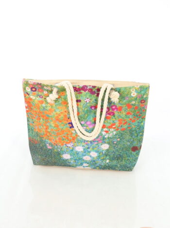 Geanta de plaja 30x45cm cu manere si inchidere prin fermoar.