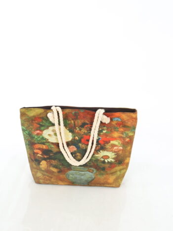 Geanta de plaja 30x45cm cu manere si inchidere prin fermoar.