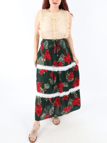 Fusta dama de vara cu elastic in talie si dantela.