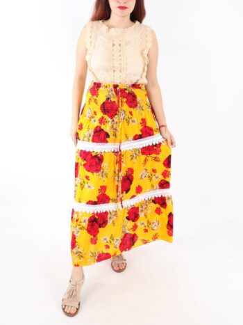 Fusta dama de vara cu elastic in talie si dantela.