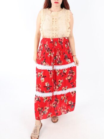 Fusta dama de vara cu elastic in talie si dantela.