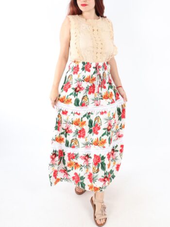 Fusta dama de vara cu elastic in talie si dantela.