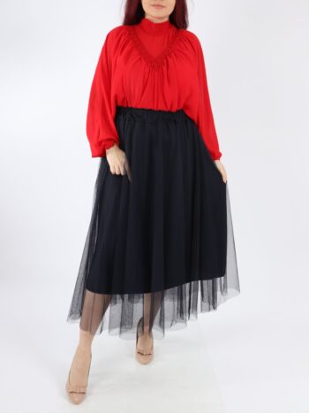 Fusta dama din tulle cu dublura si elastic in talie.