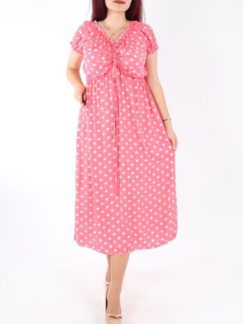 Rochie dama de vara cu buline si elastic in talie.