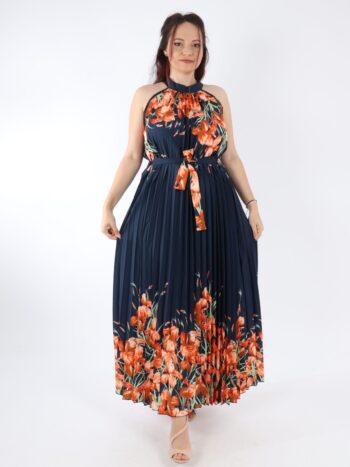 Rochie dama plisata cu cordon in talie