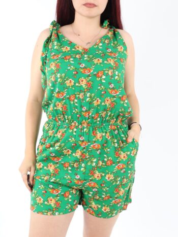 Salopeta dama de vara scurta cu buzunare si fundite.