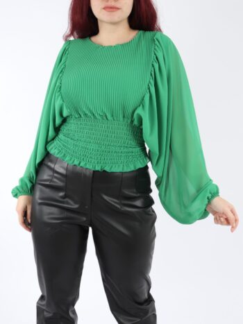 Bluza dama din voal cu pliseuri si dublura.