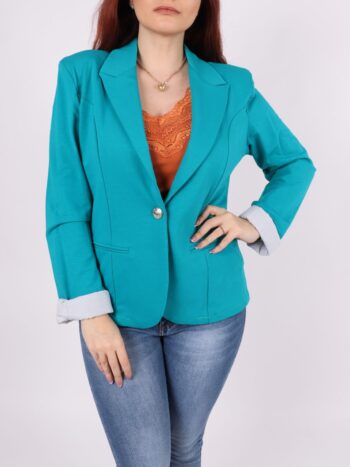 Sacou dama din 100%bumbac cu guler rever si inchidere prin nasturi.