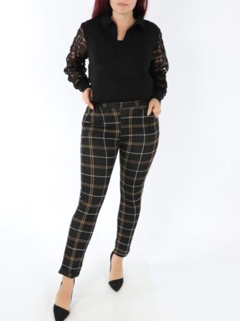 Pantaloni office cu buzunare si elastic.