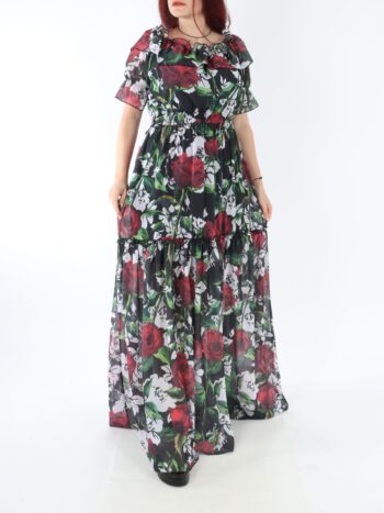 Rochie lunga de dama cu volanase si dublura.