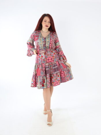 Rochie dama cu siret reglabil si volanase.