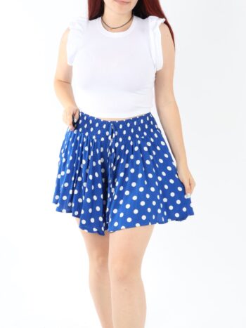 Pantaloni scurti dama stil fusta cu print buline.