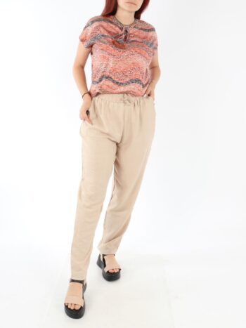 Pantaloni dama cu elastic in talie si buzunare