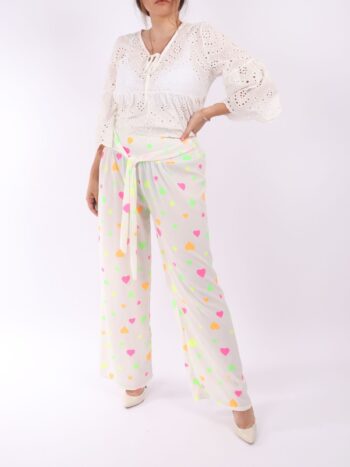 Pantaloni dama de vara cu print colorat.