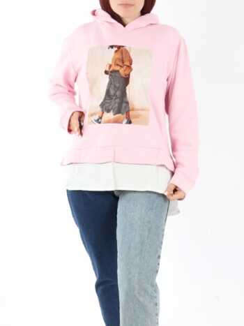 Hanorac dama cu print si efect camasa.