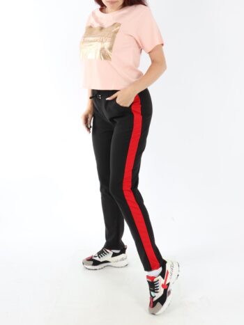 Pantaloni dama casual cu dunga laterala