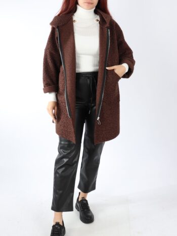 Palton stil hainuta de dama cu fermoar