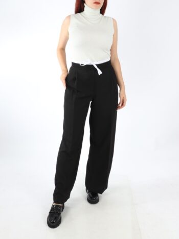 Pantaloni dama office cu banda cu siret in talie.