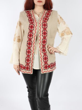Vesta traditionala cu broderie colorata