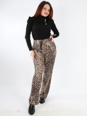 Pantaloni dama casual cu efect "animal print" si buzunare.